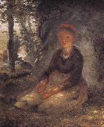 Jean Francois Millet Shepherdess sitting under the shadow oil painting reproduction